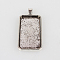 Vintage Tibetan Style Alloy Pendant Cabochon Settings, Cadmium Free & Lead Free, Plain Edge Bezel Cups, Antique Silver, Rectangle Tray: 19x38mm, 50x22x3mm, Hole: 4x7mm, about 121pcs/kg