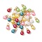 30Pcs 6 Colors ABS Plastic Imitation Pearl Pendants, with Iron Rhinestone Spacer Beads and Iron Pins, Round Charms, Mixed Color, 14x8mm, Hole: 3.5x4mm, 5pcs/color