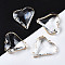 Transparent Glass Pendants, with Light Gold Tone Brass Findings, Long-Lasting Plated, Faceted, Heart, Clear, 27.5x25x7.5mm, Hole: 1.4mm