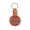Wooden & Imitation Leather Pendant Keychain, with Iron Rings, Round, 11cm
