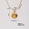 Fashion Brass Rhinestones Earth Pendant Necklace for Women, Unique and Versatile, Golden, 15.75 inch(400mm)