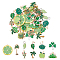 arricraft 40 Pcs 10 Styles Alloy Enamel Pendants, Green Enamel Charms Pendants Cute Shamrock Leaf Coconut Tree Rabbit Lemon Slice Cactus Frog Enamel Charm for Necklace Bracelet DIY Jewelry Making