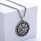 Nordic Viking Pirate Logo 304 Stainless Steel Compass Pendant Necklace Jewelry, Stainless Steel Color