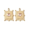 304 Stainless Steel Light Rose Rhinestone Pendants, Rectangle Heart Charms, Ion Plating(IP), Real 18K Gold Plated, 18x13.5x3mm, Hole: 1.5mm