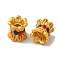 Long-Lasting Plated Brass Beads, with Enamel, Flower, Matte Gold Color, 6.6x6.6mm, Hole: 2~4mm
