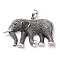 Enamel Style Alloy Big Pendants, with Rhinestone, Elephant, Antique Silver, 39x56x8mm, Hole: 7.5x6.5mm