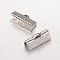 Tarnish Resistant Rectangle 304 Stainless Steel Ribbon Crimp Ends, Stainless Steel Color, 5x13mm, Hole: 1x2.5mm