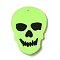 Halloween Imitation Leather Pendants, Black & Green Yellow, Skull, 47x34.5x2mm, Hole: 1.5mm