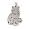 Non-Tarnish 201 Stainless Steel Pendants, Stainless Steel Color, Hollow, Animal Charm, Cat Shape, 44.5x30x1.5mm, Hole: 4x7mm