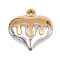 304 Stainless Steel Pendants, Ion Plating(IP), Heart Charm, Golden & Stainless Steel Color, 21x20x9mm, Hole: 1.8mm