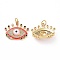 Brass Micro Pave Colorful Cubic Zirconia Pendants, Cadmium Free & Nickel Free & Lead Free, with Enamel and Jump Ring, Real 18K Gold Plated, Eye Charms, Pink, 19.5x23x5.5mm, Jump Ring: 5x0.8mm, Inner Diameter: 3.2mm