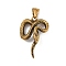 304 Stainless Steel Pendants, Snake Charm, Ion Plating(IP), Antique Golden, 37.5x25x12mm, Hole: 8x5mm