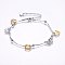 304 Stainless Steel Charm Bracelets, with Lobster Claw Clasps, Heart and Butterfly, Golden & Stainless Steel Color, 8-5/8 inch(22cm), 1.2mm, Charms: 10.5x11~15x0.6~1.2mm