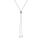 925 Sterling Silver Round Lariat Necklaces, Platinum, 35.43 inch(90cm)