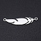 Non-Tarnish 201 Stainless Steel Links connectors, Feather, Stainless Steel Color, 29x6x1mm, Hole: 1.4mm