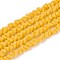 Frosted Opaque Glass Beads Strands, Triangle, Faceted, Gold, 3~3.5x4~4.5x4~4.5mm, Hole: 0.8mm, about 121~131pcs/strand, 14.37~15.35 inch(36.5~39cm)