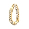 Brass Micro Pave Clear Cubic Zirconia Twisted Oval Linking Rings, Rack Plating, Long-Lasting Plated, Lead Free & Cadmium Free, Real 18K Gold Plated, 16.5x8x3mm, Inner Diameter: 12.5x4mm
