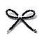 Alloy & Glass Seed Beads Bowknot Chandelier Component Links, Platinum, White, Black, 45~70x38~69x7mm, Hole: 1~1.6mm, Bead: 3~3.5mm