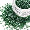 Glass Bugle Beads, Transparent Colours Luster, Green, 2.5~3x2mm, Hole: 0.9mm, about 15000pcs/pound
