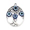 Alloy Pendants, Tree of Life with Resin Evil Eye Charms, Antique Silver, Oval, 31.5x24x4.5mm, Hole: 2mm