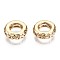 Brass Beads, Nickel Free, Hollow, Ring, Real 18K Gold Plated, 9x3mm, Hole: 5mm