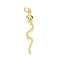 Snake Brass Micro Pave Cubic Zirconia Pendants, with Jump Ring, Long-Lasting Plated, Cadmium Free & Lead Free, Rack Plating, Real 18K Gold Plated, 29x5.5x2.5mm