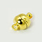 Brass Magnetic Clasps with Loops, Oval, Golden, 11x7mm, Hole: 1.5mm