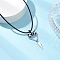 Cylinder Seed Beaded Evil Eye & Alloy Pyramid Cone Pendant Necklaces, Black Waxed Cotton Cord Necklaces, Platinum, Yellow, 17.64 inch(44.8cm)