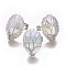 Adjustable Opalite Finger Rings, with Platinum Tone Brass Findings, Oval, Size 8, 18mm