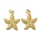 Rack Plating Brass Pendants, with Jump Ring, Lead Free & Cadmium Free, Long-Lasting Plated, Starfish Charm, Real 18K Gold Plated, 24.5x19.5x3mm, Hole: 3.5mm