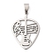 201 Stainless Steel Pendants, Guitar Charm, Laser Cut, Stainless Steel Color, 36.5x26.5x1.5mm, Hole: 8x4mm