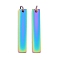 Ion Plating(IP) 304 Stainless Steel Pendants, with Jump Ring, Manual Polishing, Rectangle Charm, Stamping Blank Tag, Rainbow Color, 32x6x1.5mm, Hole: 3mm