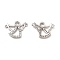 Brass Micro Pave Cubic Zirconia 2-Loop Pendants, with Jump Ring, Cadmium Free & Nickel Free & Lead Free, Angel Charms, Platinum, 17.5x13x2.5mm, Hole: 3.3mm