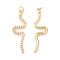 Eco-Friendly Brass Micro Pave Cubic Zirconia Pendants, with Jump Ring, Lead Free & Cadmium Free, Long-Lasting Plated, Snake Charm, Real 18K Gold Plated, 40.5x12x2mm, Hole: 3.5mm