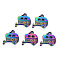Rainbow Color Alloy Pendants, Cadmium Free & Nickel Free & Lead Free, Camping Van/Caravan, 18x19x2.5mm, Hole: 2mm