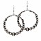 Ancient Style Beaded Earrings Navajo Inspired Large Hoop Earrings, Black, Platinum