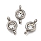 304 Stainless Steel Single Rhinestone Connector Charms, Flat Round Links, Stainless Steel Color, Crystal, 12x6.5x4mm, Hole: 2mm