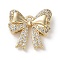 Brass Micro Pave Clear Cubic Zirconia Charms, Cadmium Free & Nickel Free & Lead Free, Bowknot, Real 18K Gold Plated, 14x14x4mm, Hole: 1.5mm