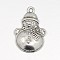 Tibetan Style Lovely Snowman Alloy Charms, for Christmas's Day Jewelry Making, Lead Free and Cadmium Free, Antique Silver, about 17mm wide, 25mm long, 4.5mm thick, hole: 2mm