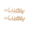 Brass Micro Pave Clear Cubic Zirconia Pendants, Long-Lasting Plated, Word Lucky, Real 18K Gold Plated, 30x8x1.6mm, Hole: 3x4mm