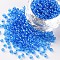 Glass Seed Beads, Trans. Colours Lustered, Round, Light Blue, 3mm, Hole: 1mm, about 10000pcs/pound