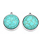 Resin Imitation Turquoise Pendants, with Rack Plating Tibetan Style Alloy Settings, Lead Free & Cadmium Free & Nickel Free, Dome/Semi Sphere Charm, Antique Silver, 28x25x9mm, Hole: 1.8mm