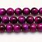 Natural Tiger Eye Beads Strands, Grade A, Dyed & Heated, Round, Fuchsia, 8mm, Hole: 1mm
