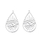 Non-Tarnish 201 Stainless Steel Pendants, Teardrop with Eye, Stainless Steel Color, 34.5x21x1mm, Hole: 1.4mm