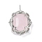Natural Rose Quartz Pendants, Brass Flower Charms, Rack Plating, Long-Lasting Plated, Lead Free & Cadmium Free, Platinum, 36x26.5x11mm, Hole: 3x4.5mm