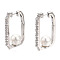 Clear Cubic Zirconia Rectangle with Plastic Pearl Hoop Earrings, Brass Jewelry for Women, Nickel Free, Real Platinum Plated, 28x16.5x2.5mm, Pin: 0.9mm