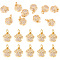 Brass Micro Pave Clear Cubic Zirconia Charms, with Jump Rings, Nickel Free, Dog Paw Prints, Real 18K Gold Plated, 11.5x10.5x2.5mm, Jump Ring: 4.5x0.7, Inner Diameter: 3mm