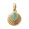 Natural Green Aventurine Pendants, 304 Stainless Steel Sun Charms, Ion Plating(IP), Golden, 16.5x13x4mm, Hole: 6x3mm