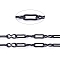 304 Stainless Steel Link Chains, Paperclip Chains, Soldered, with Spool, Electrophoresis Black, Square Link: 1.8x5x0.5mm, 8 Sharped Link: 2.1x4.6x0.5mm, about 65.61 Feet(20m)/roll