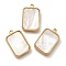 PVD Vacuum Plating 304 Stainless Steel Pendants, with Pave Shell, Rectangle Charm, Real 18K Gold Plated, 18.5x12x2.5mm, Hole: 1.2mm